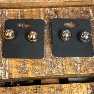 Chunky Gold and Silver Ball-Shaped Earrings (Set of 2)